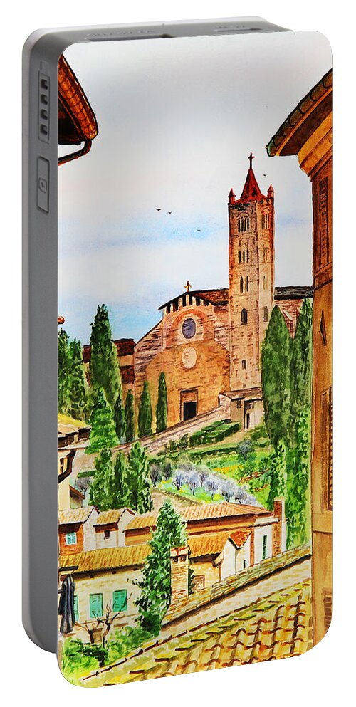 Siena Italy Portable Battery Charger featuring the painting Italy Siena by Irina Sztukowski