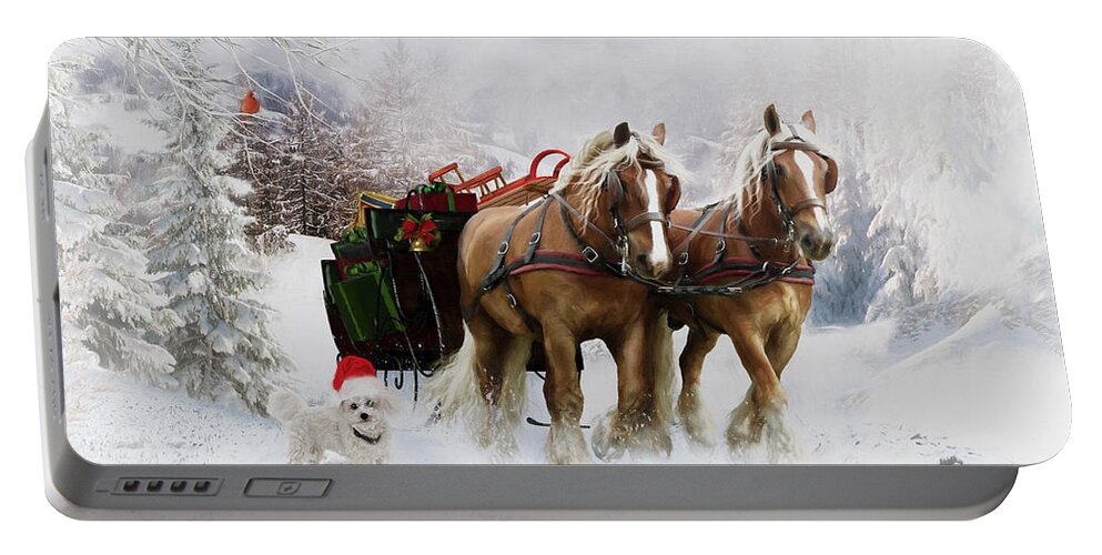 A Christmas Wish Portable Battery Charger featuring the painting A Christmas Wish by Shanina Conway