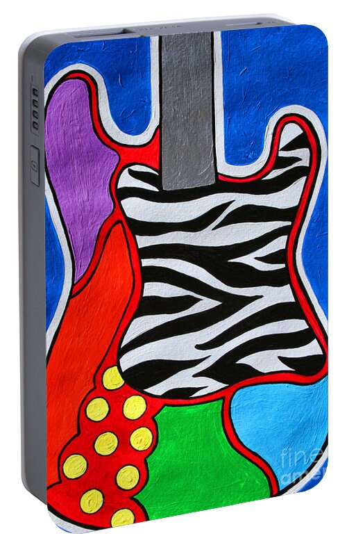 Electric Guitar Portable Battery Charger featuring the painting It's Electric Acrylic By Diana Sainz by Diana Raquel Sainz