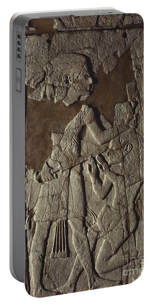 Old Ugarit Portable Battery Charger featuring the photograph Ivory Panel From Ugarit Excavation by Gianni Tortoli