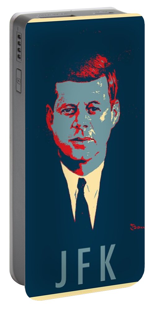 Cartoon Art Portable Battery Charger featuring the photograph J F K in HOPE by Rob Hans