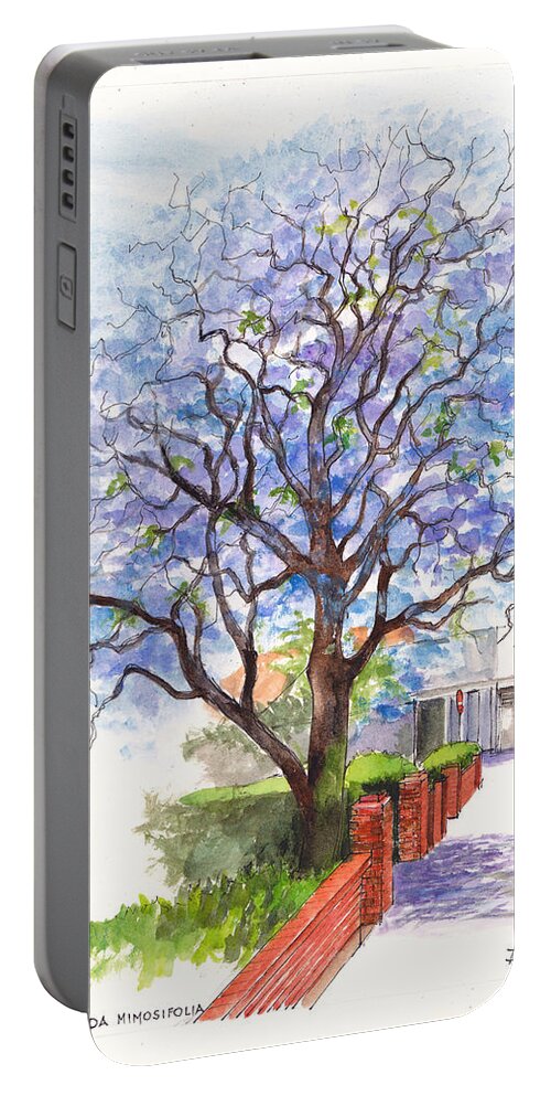 Tree Portable Battery Charger featuring the painting Jacaranda Tree at Christmas Time by Dai Wynn