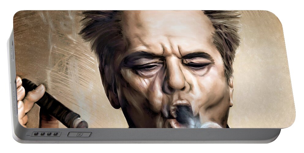 Actor Portable Battery Charger featuring the painting Jack Nicholson by Andrzej Szczerski