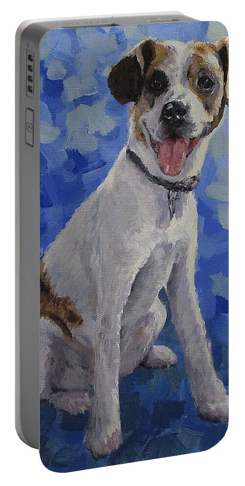 Dog Portable Battery Charger featuring the painting Jackaroo - A pet portrait by Karen Ilari