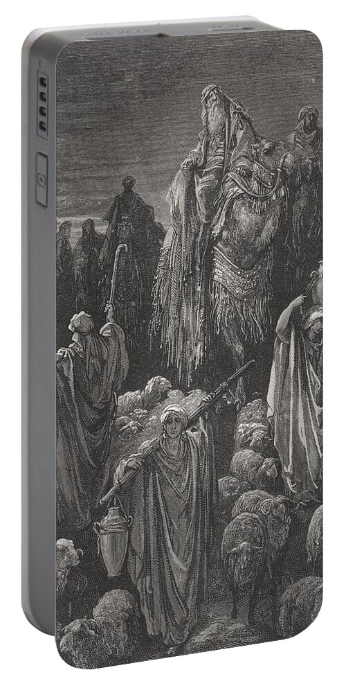 Famine Portable Battery Charger featuring the painting Jacob Goeth Into Egypt by Gustave Dore