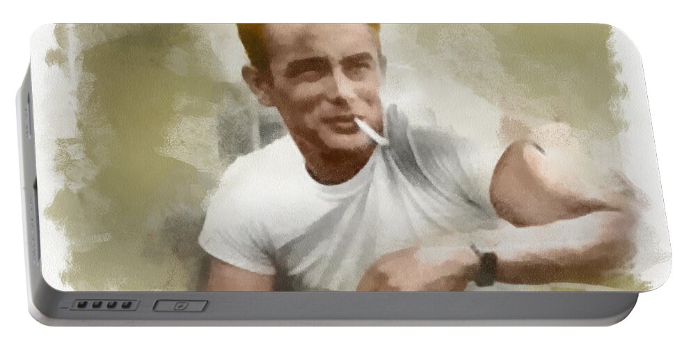 Art Portable Battery Charger featuring the digital art James Dean by Paulette B Wright