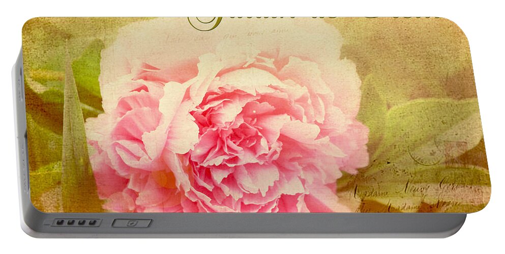 Flowers Portable Battery Charger featuring the digital art Jardin de Fleurs by Trina Ansel