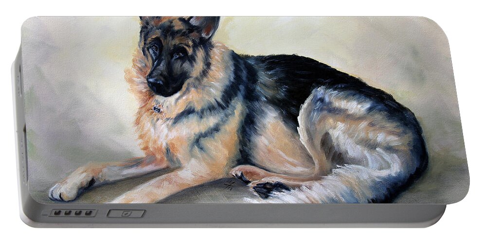 Pets Portable Battery Charger featuring the painting Jax by Meaghan Troup