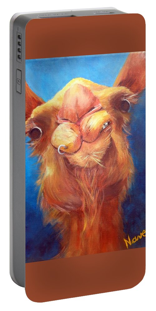 Camel Portable Battery Charger featuring the painting Jay Z Camel by Deborah Naves