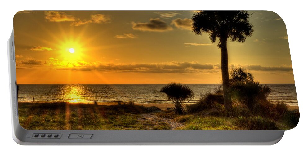 Jekyll Island Portable Battery Charger featuring the photograph Jekyll Island Dune Trail at Sunrise by Greg and Chrystal Mimbs