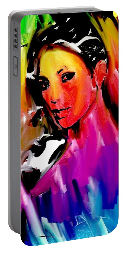 Jennifer Lopez Portable Battery Charger featuring the painting Jennifer Lopez #1 by Bogdan Floridana Oana