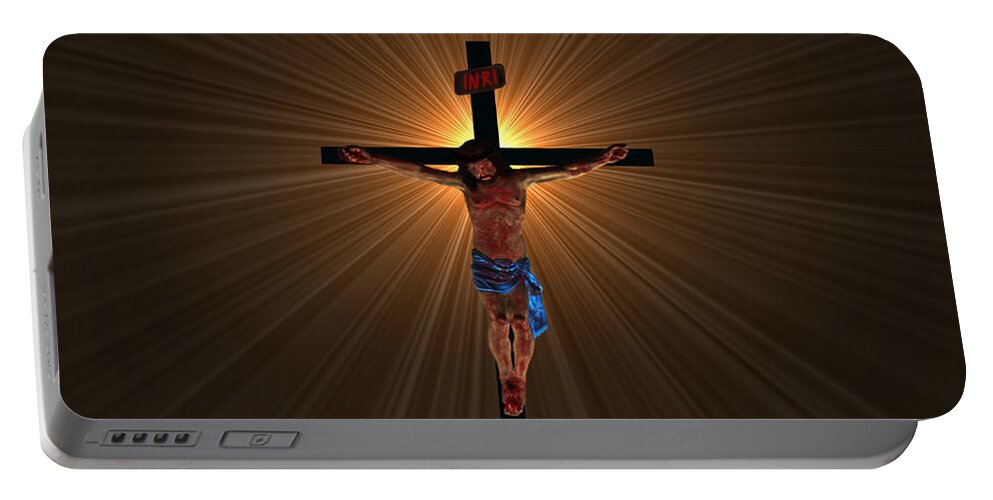 John 316 Portable Battery Charger featuring the digital art Jesus Christ by Michael Rucker