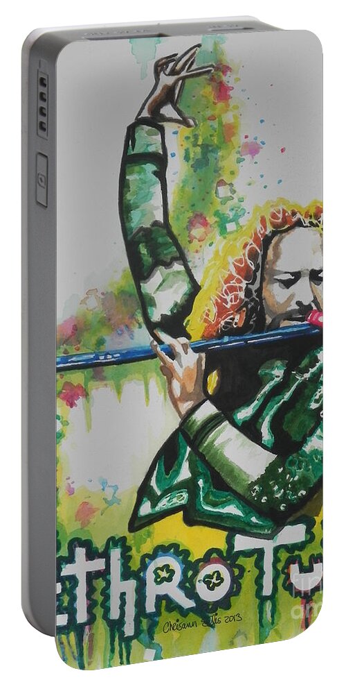 Watercolor Painting Portable Battery Charger featuring the painting Jethro Tull by Chrisann Ellis