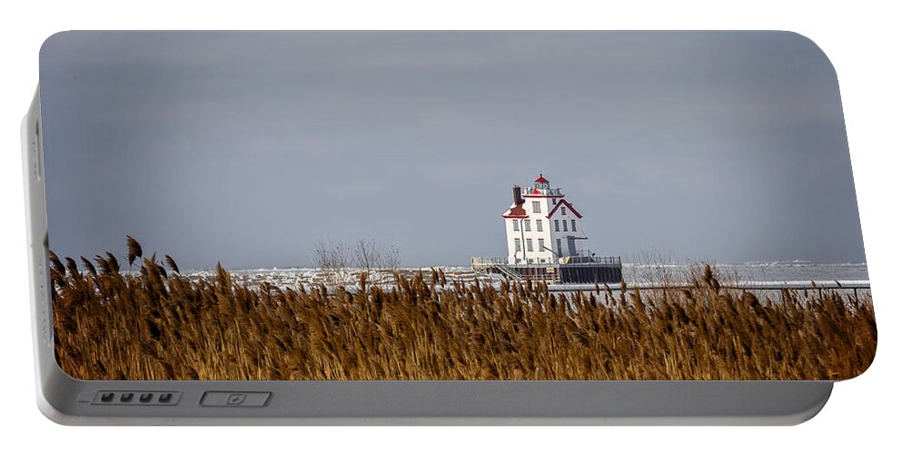 Jewel Of The Port Portable Battery Charger featuring the photograph jewel of the Port Lorain Lighthouse by Jack R Perry