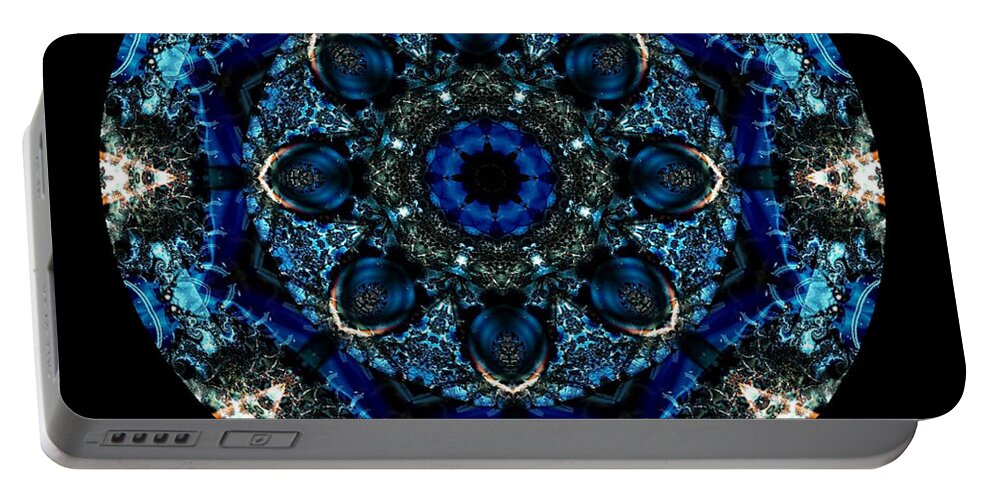 Kaleidoscope Portable Battery Charger featuring the digital art Jewelled Treasure 15 by Charmaine Zoe