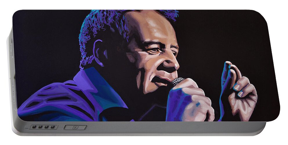 Jim Kerr Portable Battery Charger featuring the painting Jim Kerr of The Simple Minds Painting by Paul Meijering