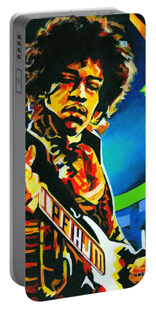 Tanya Filichkin Portable Battery Charger featuring the painting Bold As Love. Jimi Hendrix by Tanya Filichkin