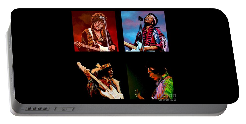 Jimi Hendrix Portable Battery Charger featuring the painting Jimi Hendrix Collection by Paul Meijering