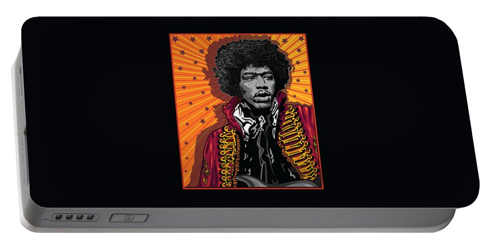  Jimi Hendrix Portable Battery Charger featuring the digital art Jimi Hendrix Electric Guitarist Singer by Larry Butterworth