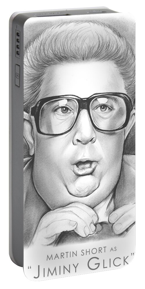 Celebrities Portable Battery Charger featuring the drawing Jiminy Glick by Greg Joens