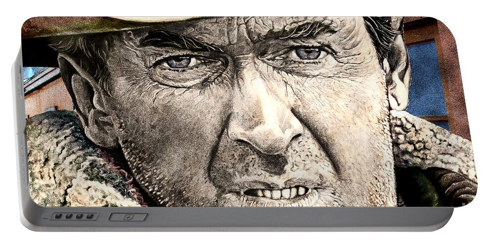 Jimmy Stewart Portable Battery Charger featuring the mixed media Jimmy Stewart by Gary Keesler