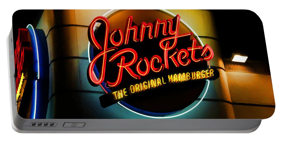 Johnny Rockets Portable Battery Charger featuring the photograph Johnny Rockets Sign by Chuck Staley