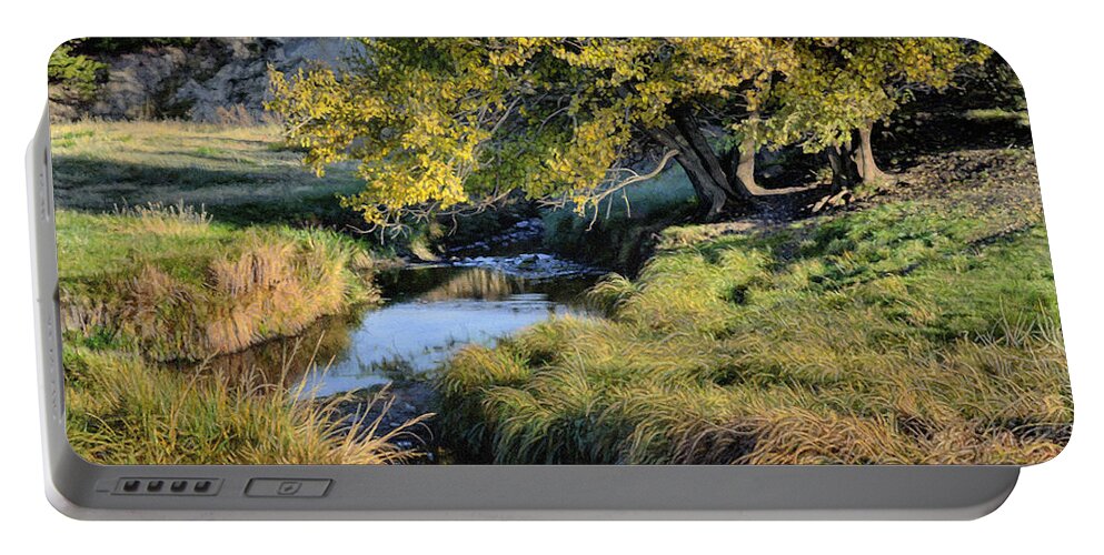 Landscape Portable Battery Charger featuring the drawing Jordan Creek Autumn by Bruce Morrison