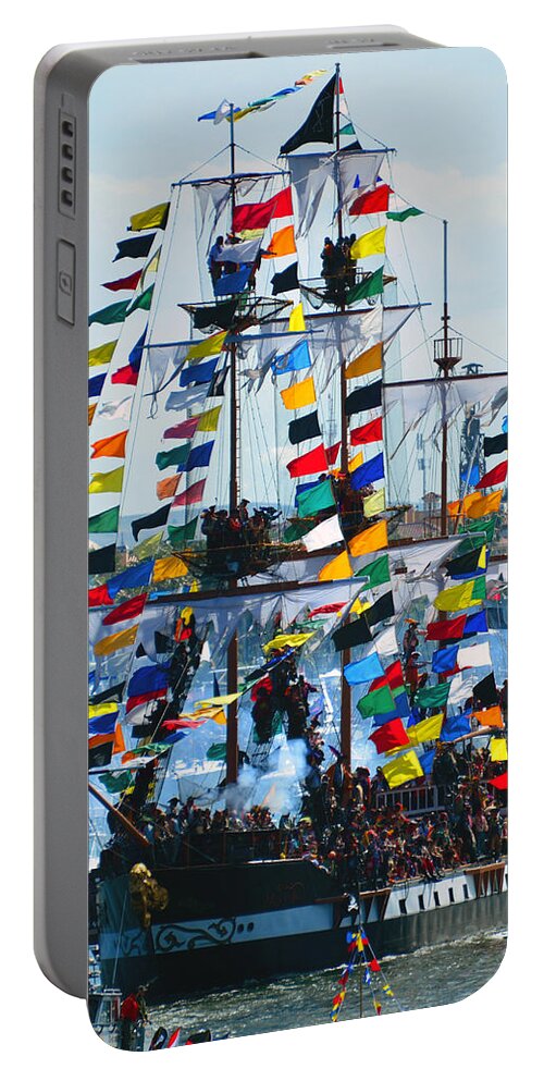 Gasparilla Pirate Festival Tampa Florida Portable Battery Charger featuring the photograph Jose Gasparilla Ship work B by David Lee Thompson