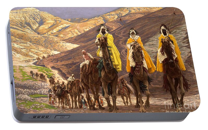 Christmas Portable Battery Charger featuring the painting Journey of the Magi by Tissot