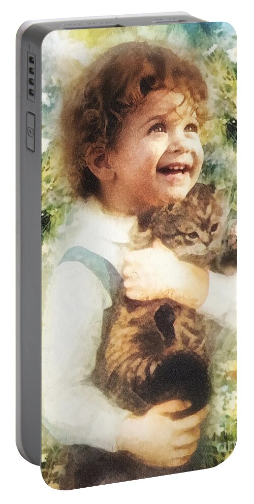 Joy Portable Battery Charger featuring the painting Joy by Mo T