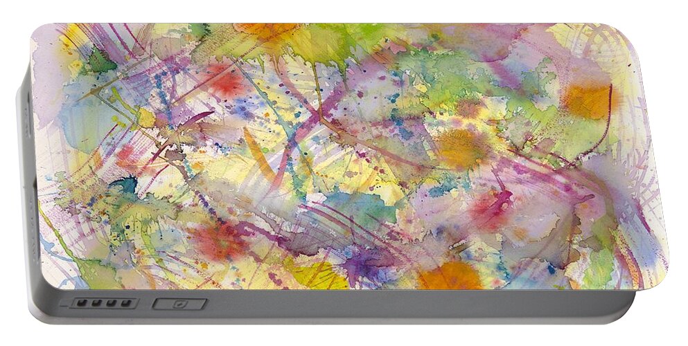 Abstract Portable Battery Charger featuring the painting Joyful Harmony by Angela Bushman