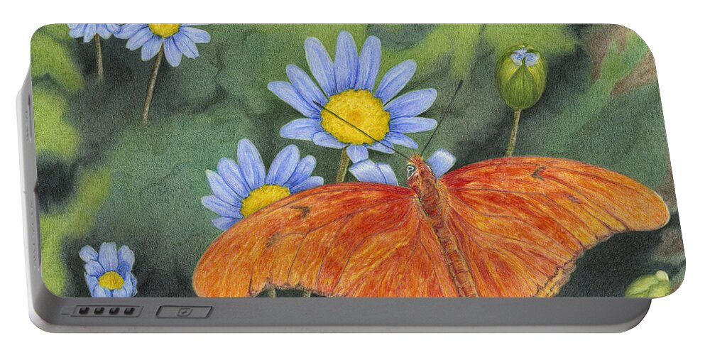 Colored Pencil Portable Battery Charger featuring the drawing Julia Flutterby by Diana Hrabosky