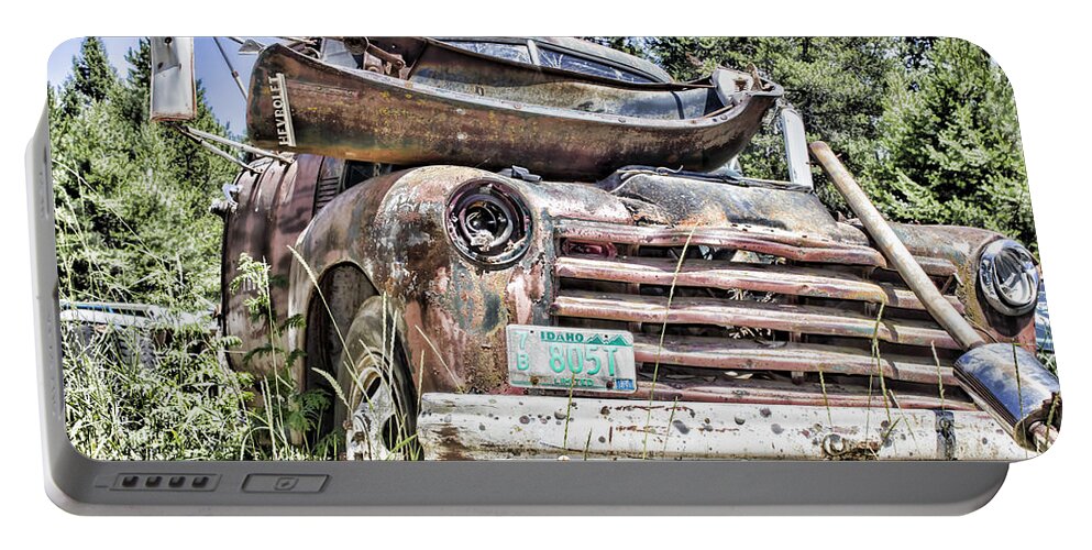 Chevrolet Truck Portable Battery Charger featuring the photograph Junkyard Series Chevrolet Truck by Cathy Anderson