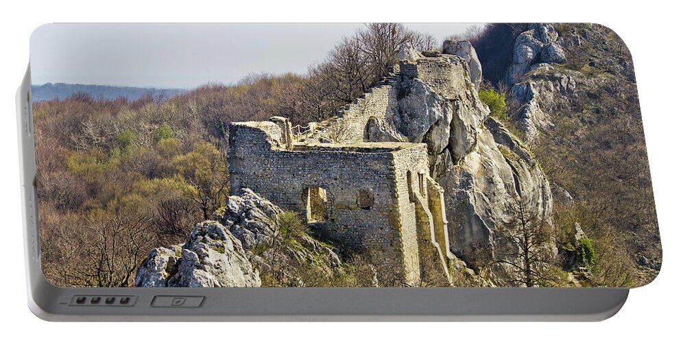 Croatia Portable Battery Charger featuring the photograph Kalnik mountain fortress on cliff by Brch Photography
