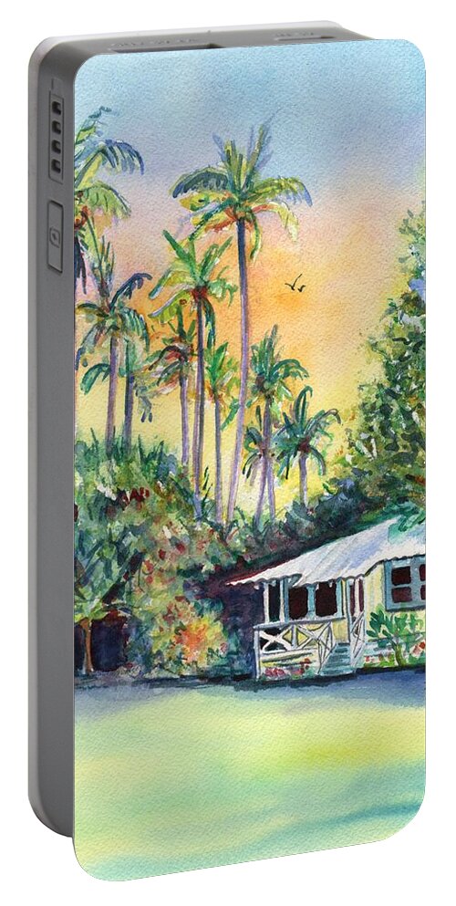 Kauai Plantation House Portable Battery Charger featuring the painting Kauai West Side Cottage by Marionette Taboniar