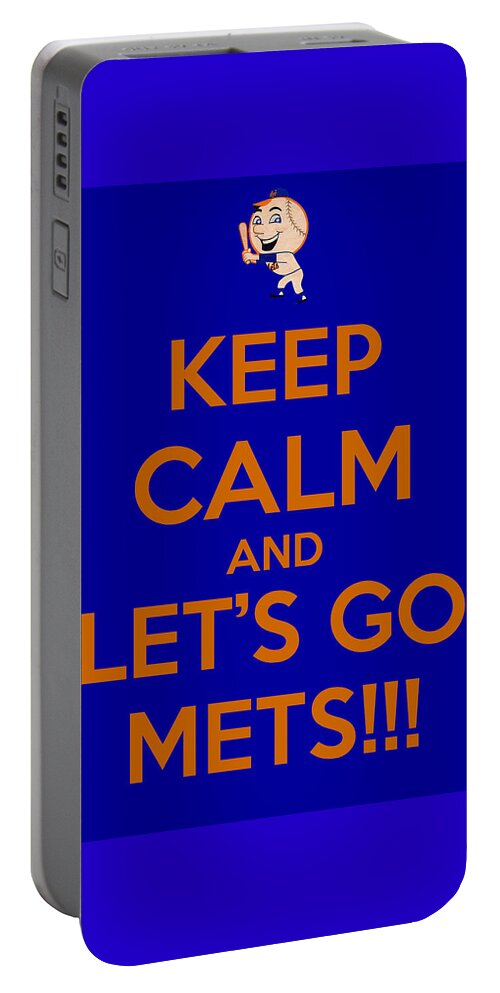 New York Mets Portable Battery Charger featuring the photograph Keep Calm and Lets Go Mets by James Kirkikis