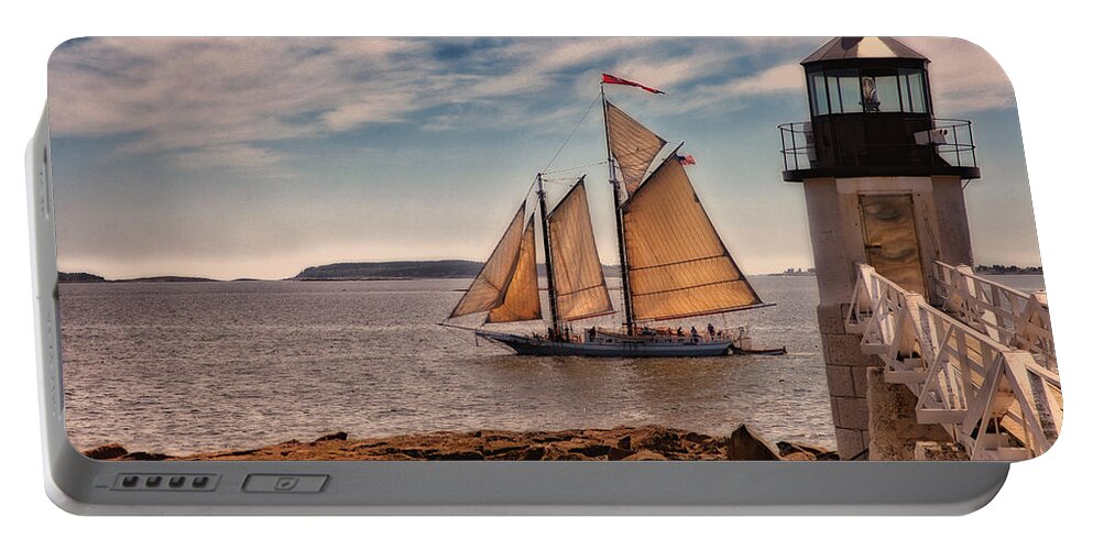 Lighthouse Portable Battery Charger featuring the photograph Keeping Vessels Safe by Karol Livote