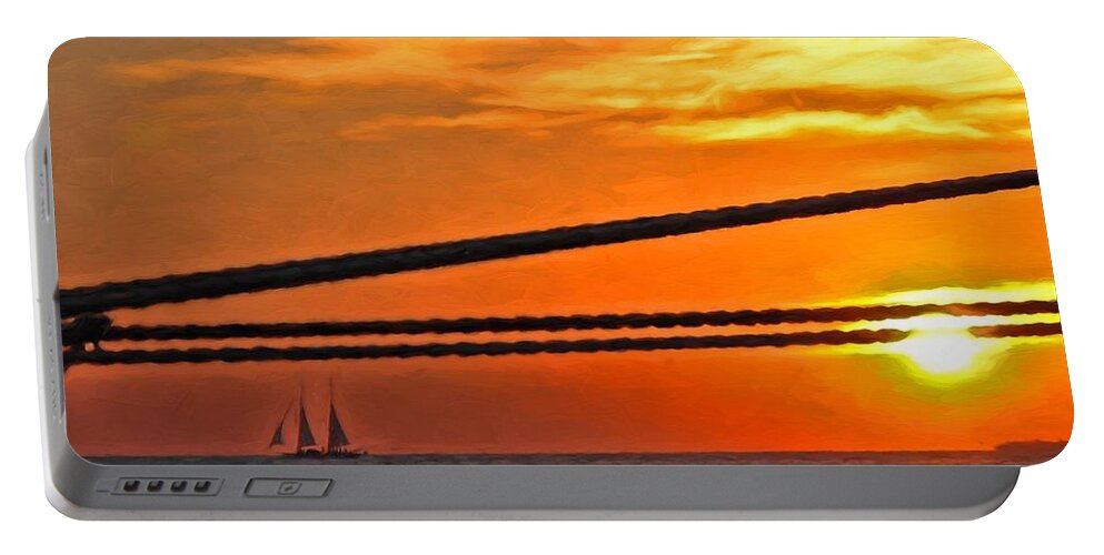 Sunset Portable Battery Charger featuring the photograph Key West Sunset by Peggy Hughes
