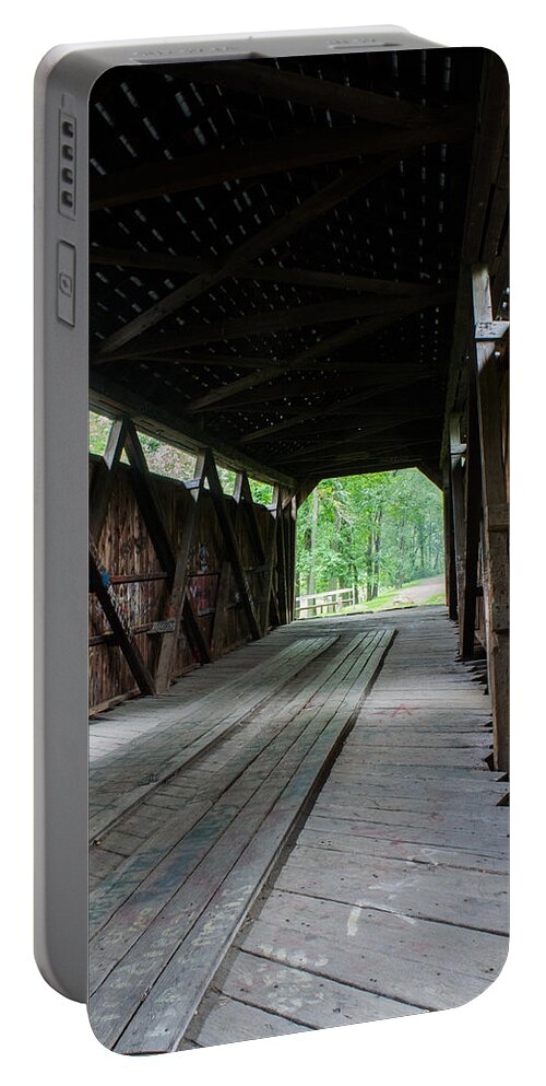 Covered Portable Battery Charger featuring the photograph Kidd's Mill Covered Bridge by Weir Here And There