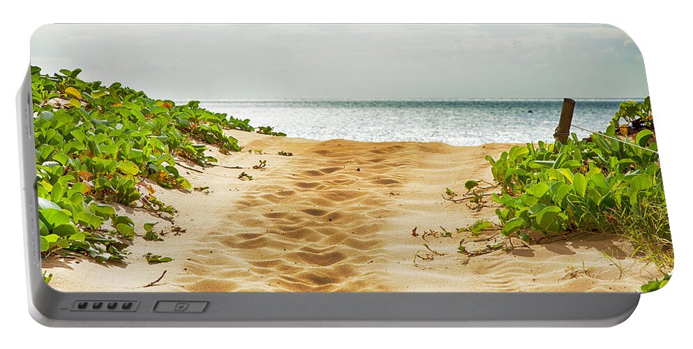 Theresa Tahara Portable Battery Charger featuring the photograph Kihei Maui Beach Path by Theresa Tahara