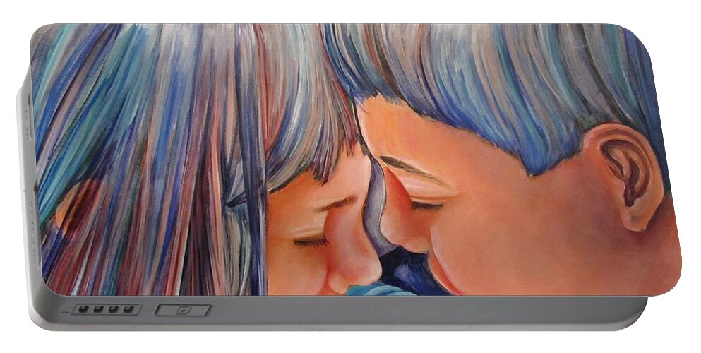 Kindred Portable Battery Charger featuring the painting Kindred Spirits II by Carol Allen Anfinsen