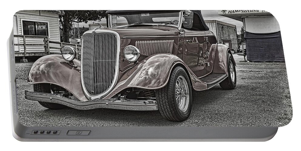 Black And White Portable Battery Charger featuring the photograph King of the Road II by Ron Roberts