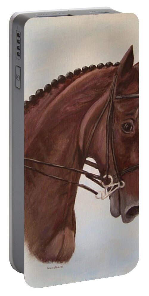 Horse Portable Battery Charger featuring the painting Kingd'Azur by Quwatha Valentine