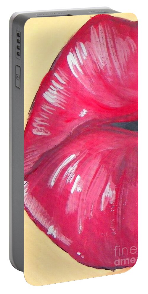 Marisela Mungia Portable Battery Charger featuring the painting Kiss by Marisela Mungia