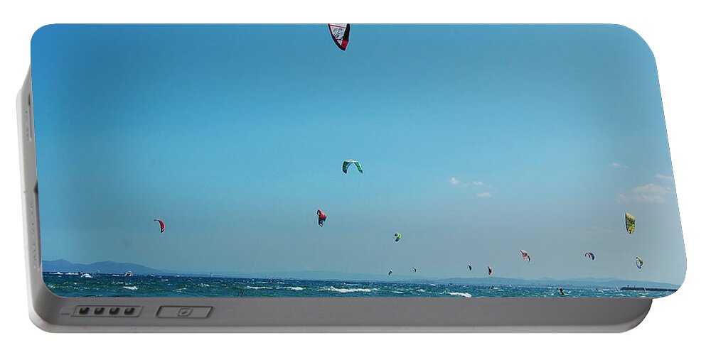 Kite Surf Portable Battery Charger featuring the photograph Kitesurf Lovers by Gina Dsgn