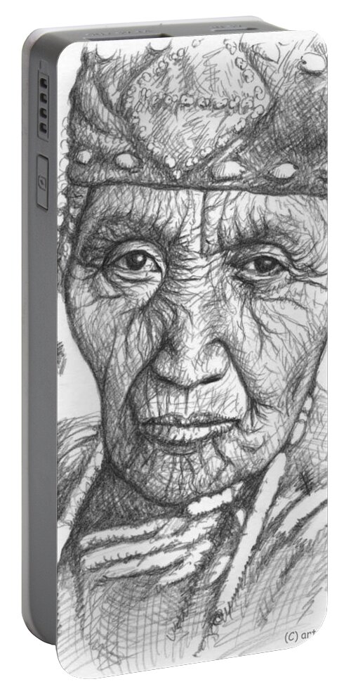 Woman Portable Battery Charger featuring the drawing Klamath Woman by Nicole Zeug