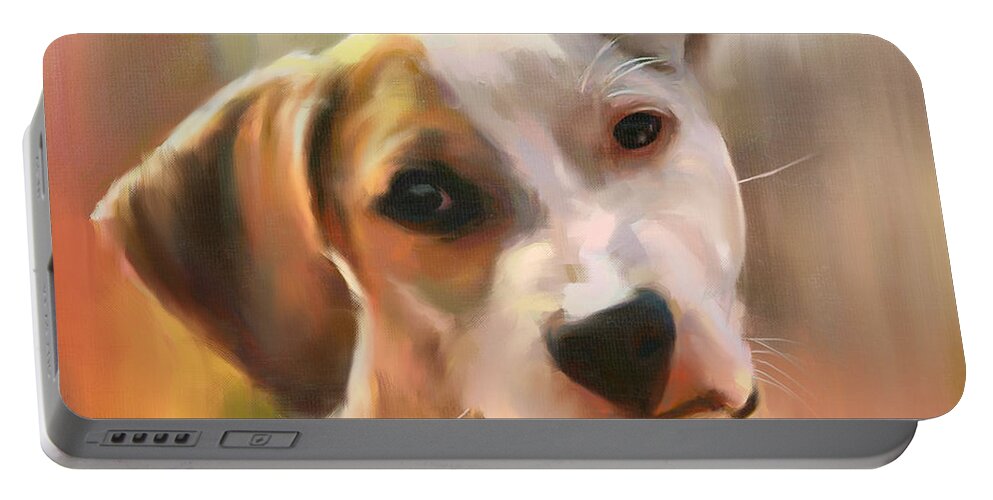 Dog Portable Battery Charger featuring the painting Koa by Greg Collins