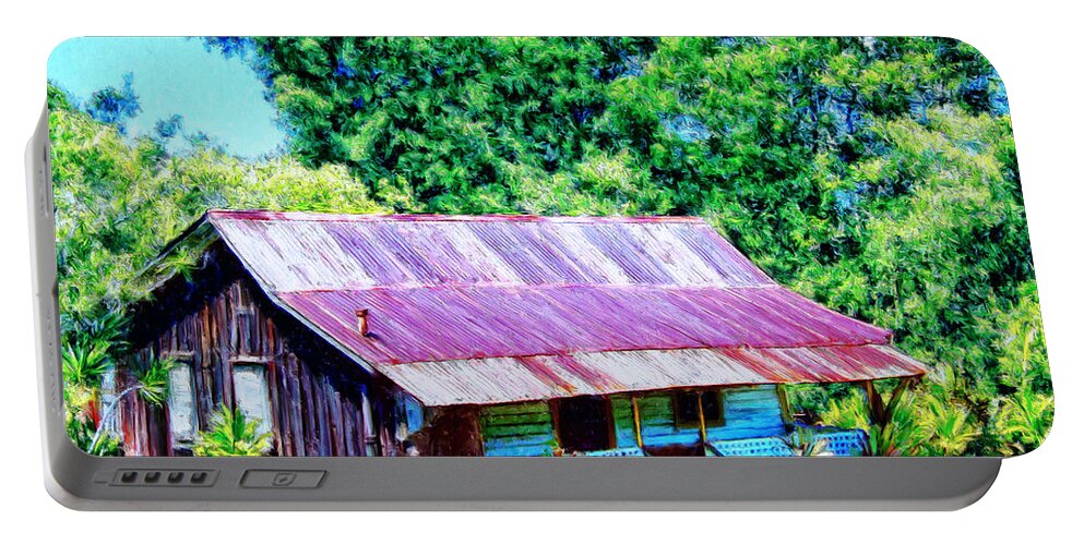 Kona Coffee Shack Portable Battery Charger featuring the painting Kona Coffee Shack by Dominic Piperata