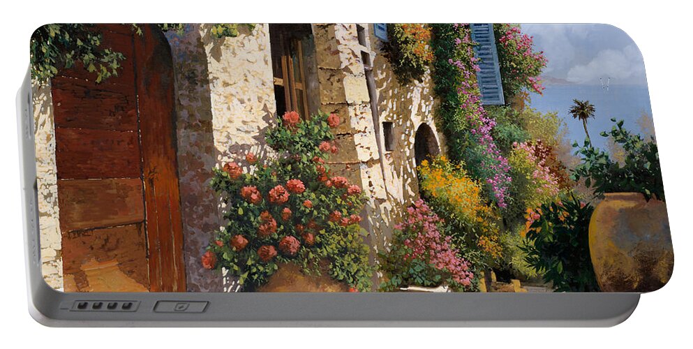 Street Scene Portable Battery Charger featuring the painting La Strada Piu' Bella by Guido Borelli