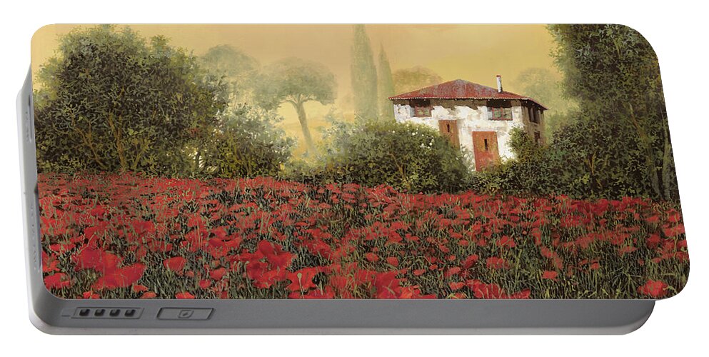 Summer Portable Battery Charger featuring the painting La casa e i suoi papaveri by Guido Borelli